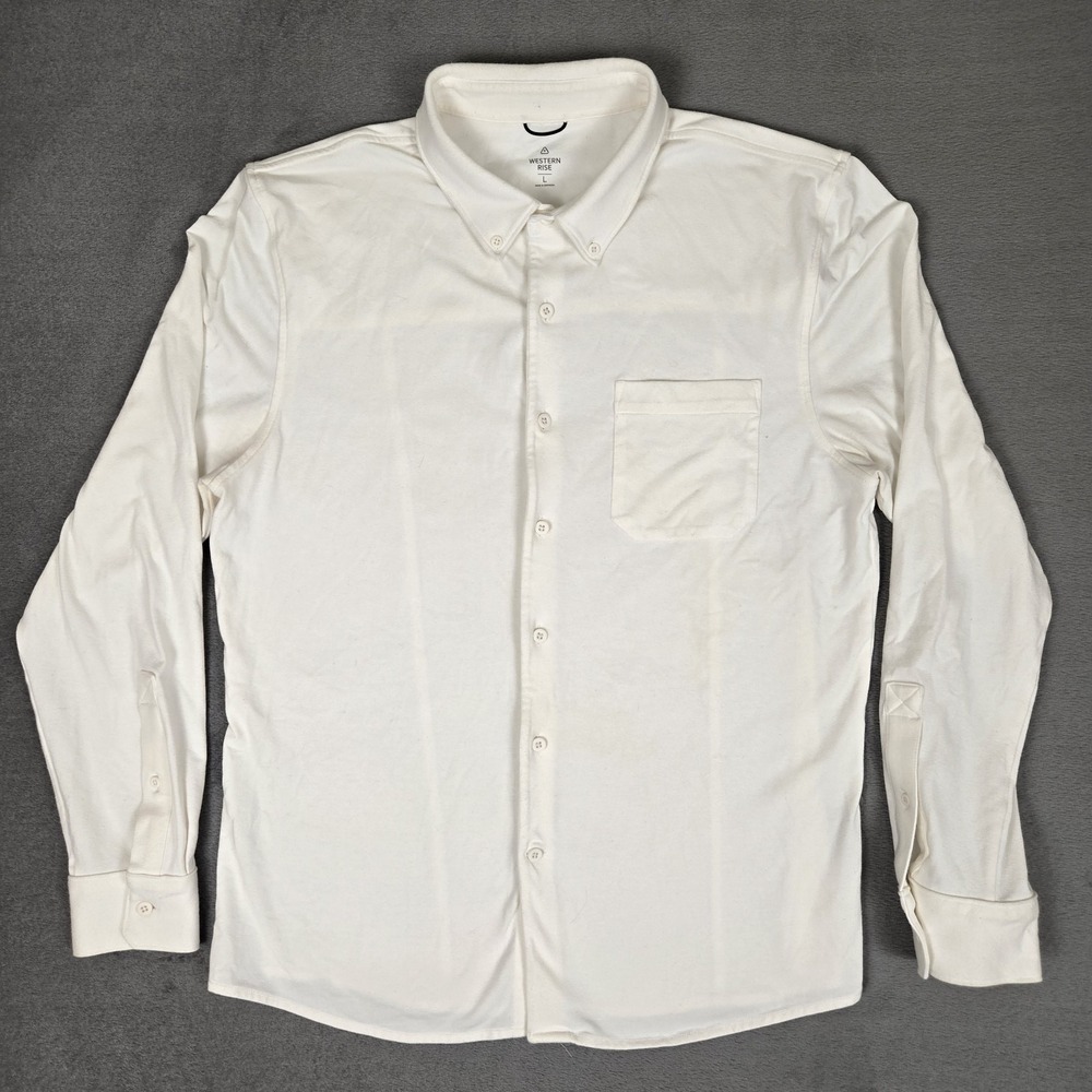 Western Rise X Cotton Button Down Shirt Mens Large Slim Fit White Odor Resistant